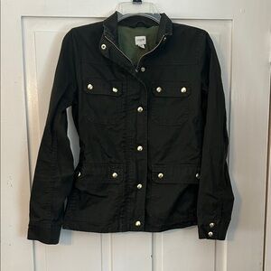 J. Crew Womens Military Field Jacket XS Dark Green Utility Preppy Full Zip Snap